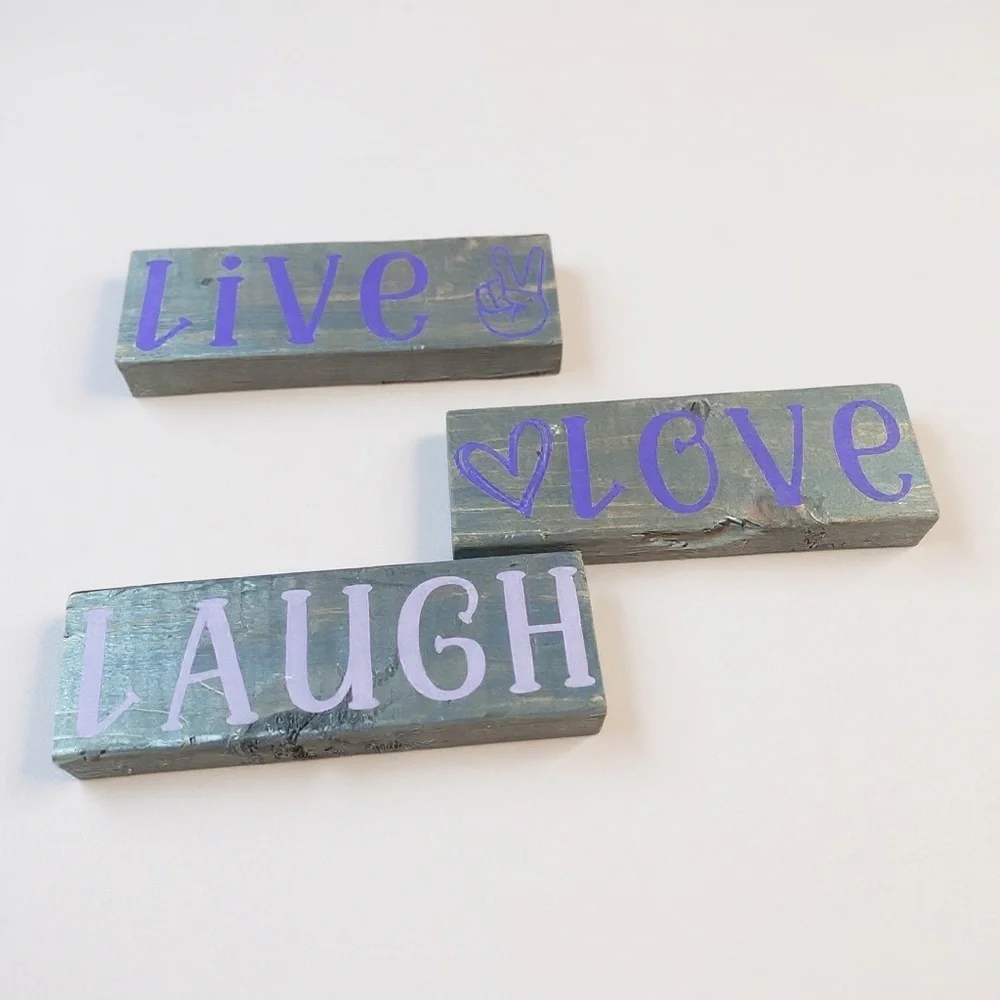 Live Laugh Love Table Top Decor Set - Purple and Gray